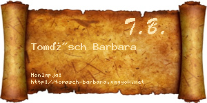 Tomásch Barbara névjegykártya